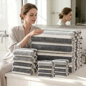 22-piece set [12 face towels, 6 hand towels, 4 bath towels] - Coral fleece microfiber towel series |   Super soft and quick-drying, 300gsm nylon blend, suitable for bathing, face washing, car washing, camping, and travel grounding blanket