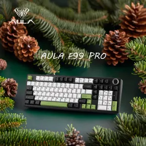 (Hot)AULA F99 Pro Full Size Wireless Mechanical Keyboard with Knob,Tri-Mode BT5.0/USB-C/2.4GHz Hot Swappable Keyboard,Pre-lubed Switches,Gasket Structure,RGB Backlit Computer Gaming Keyboard (Side Printed Black) Creamy keyboard