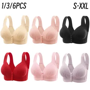 1/3/6PCS Women's Front Closure Bras Push-Up Jacquard Bra Posture Full Coverage Underwire Unlined Seamless Bra for Daily Wear All Seasons, Push bra,Womenswear, Unlined Bra, Wireless Underwear Bras