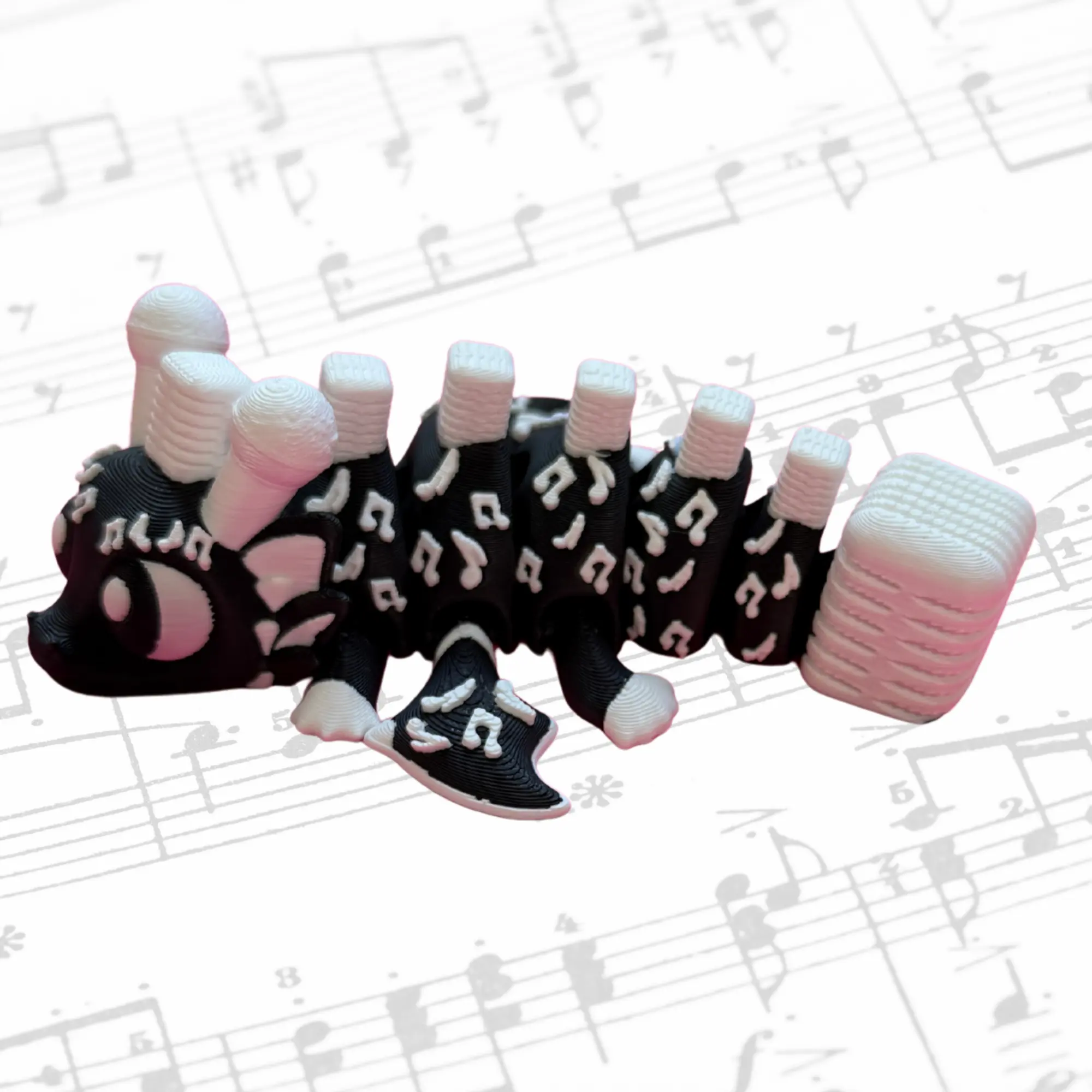 Music Flexi Dragon 3D Printed Articulated Dragon, Musical Notes, Fidget Toy, Collectible Gift for Music LOvers