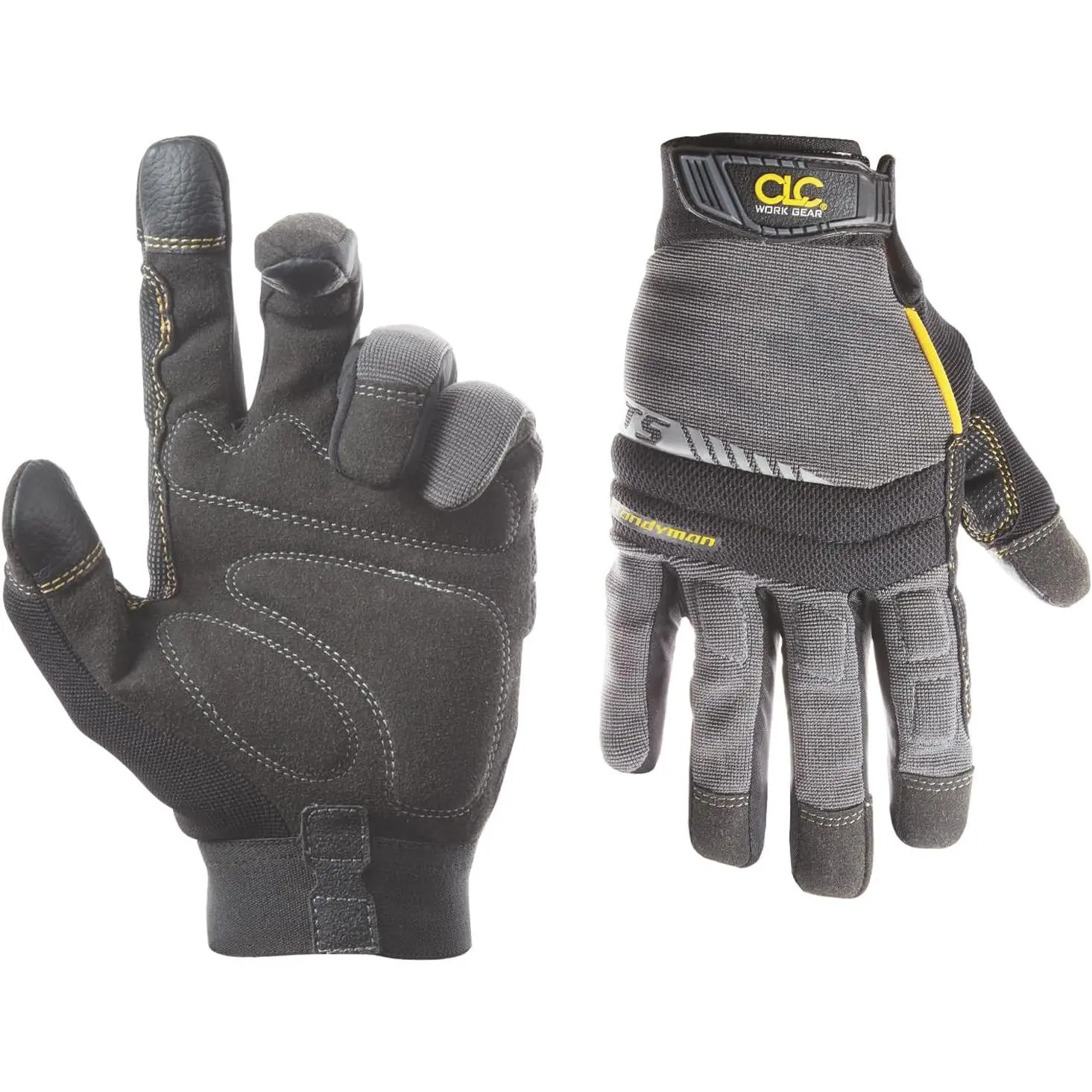 Custom Leathercraft 125 Handyman Flex Grip Work Gloves, 1 Pair, Spandex-Lycra Blend, Water Resistant, Concealed Inner Stitching, Snag Proof, Mobile Friendly for Outdoor Jobs & Wet Conditions