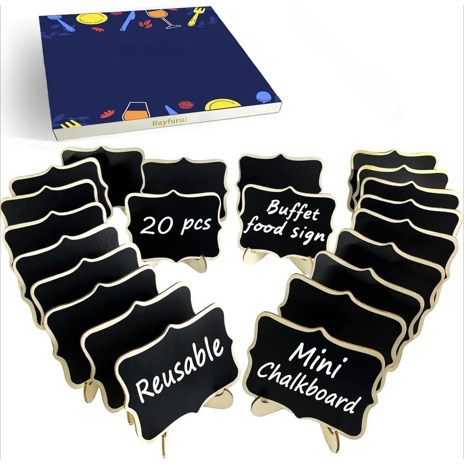 12pcs Mini Chalkboard Signs with Stand,Food Labels for Party Buffet, Food Tag/Name Card for Wedding Table, Name Tag Drink Labels Taco/Candy Bar/Bake Sale Food Sign, Catering Supplies Buffet Display