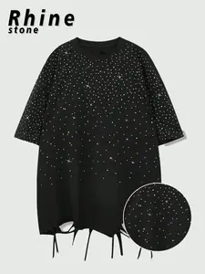 Women's Round Neck Short Sleeve T-Shirt, Breathable, Casual Loose-Fit Summer Top, H-Type Silhouette, Moderate Fabric Thickness, Kint Style, Knit, Everyday
