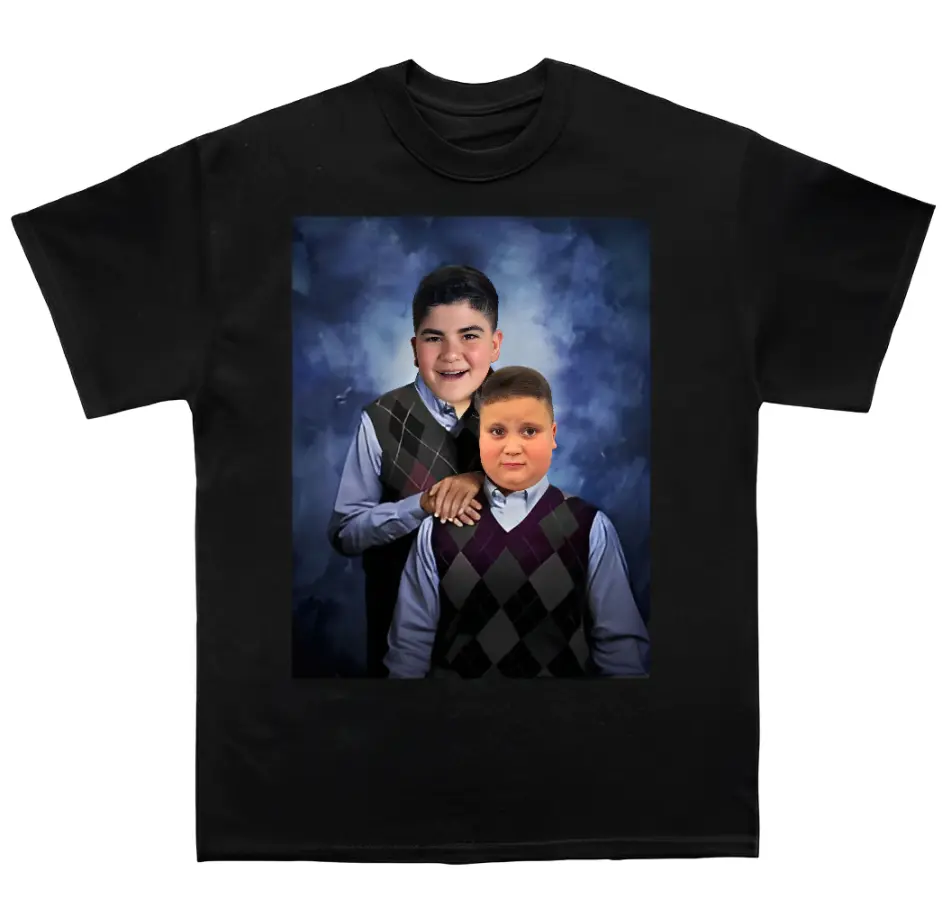 Men's Rizzler & AJ Step Brothers Graphic Tee, Fitted Cut Pure Cotton Short Sleeve Round Neck Top for Casual Wear with Cargo Pants, Shorts or Sweatpants, Graphic Tees, Breathable Light, Casual T-Shirts, Step Bros Tee