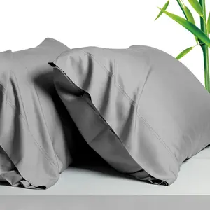 100% Viscose Made from Bamboo Cooling Pillowcases Queen Size Set of 2-Pack for Hot Sleepers and Night Sweats- Softness and Pillow Cases-Envelope Closure (Grey -20 x 30 Inches)