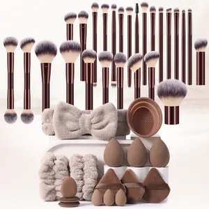 42PCS Makeup Tools Set:26PCS Makeup Brush Set,6PCS Makeup Sponges,3PCS Triangle Powder Puffs,3PCS Mini Air Cushion Powder Puffs,1pc Hairband,2PCS Hand Bowl Strap,1pc Makeup Brush Cleaning Tools.All-In-One&Beginner-Friendly|Travel-Ready&Gift-Ready, Makeup