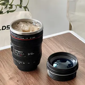 Camera Lens Coffee Mug, 13.5Oz Gift for Him, Portable Cup for Soft drinks Coffee Juices, 304 Stainless Steel inner liner, With Lid