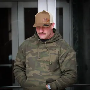 Coyote Brown Leather Patch Flexfit Trucker Snapback Hat