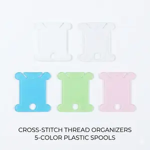 10PCS Cross-stitch thread organizers, 5-color plastic spools for winding embroidery floss, for cross stitch sewing and handmade craft projects