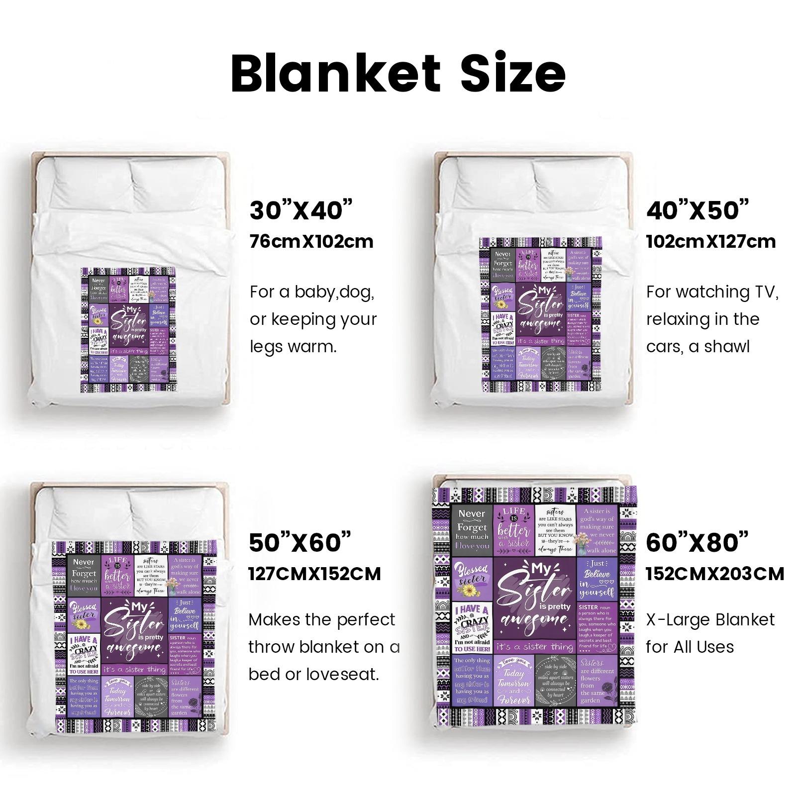 My Sister Flannel Blanket Soft Cozy Gift Throw with Heartwarming Sisterhood Quotes Stylish Purple Patchwork Design Perfect for Gifting Snuggling or Adding Sweet Bonding Charm to Any Home Space