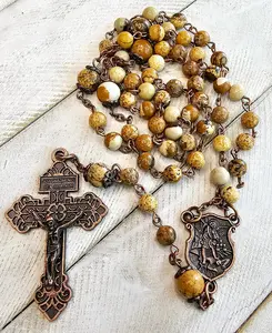 St Michael Rosary With Natural Stone Beads