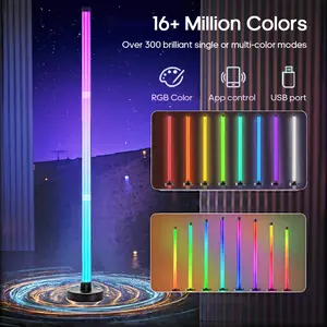1pc Smart LED Floor Lamp, RGBIC Color Changing Ambient Light, Music sync lights, USB Powered, Minimalist Backlight with Dual Control from App/Key, Synic with music, Suitable for Home Office Decor, Gaming Study Ambiance, Holiday Gift