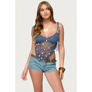 Shelley Asymmetric Crochet Top