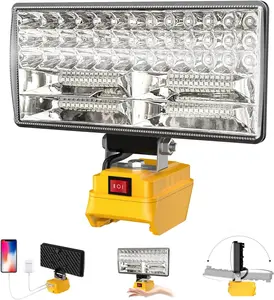 Cordless LED Work Light for  20V Batteries 90W 5400LM Wide Beam Floodlight with Two USB Charging Ports for Camping Emergencies Workshops Garages