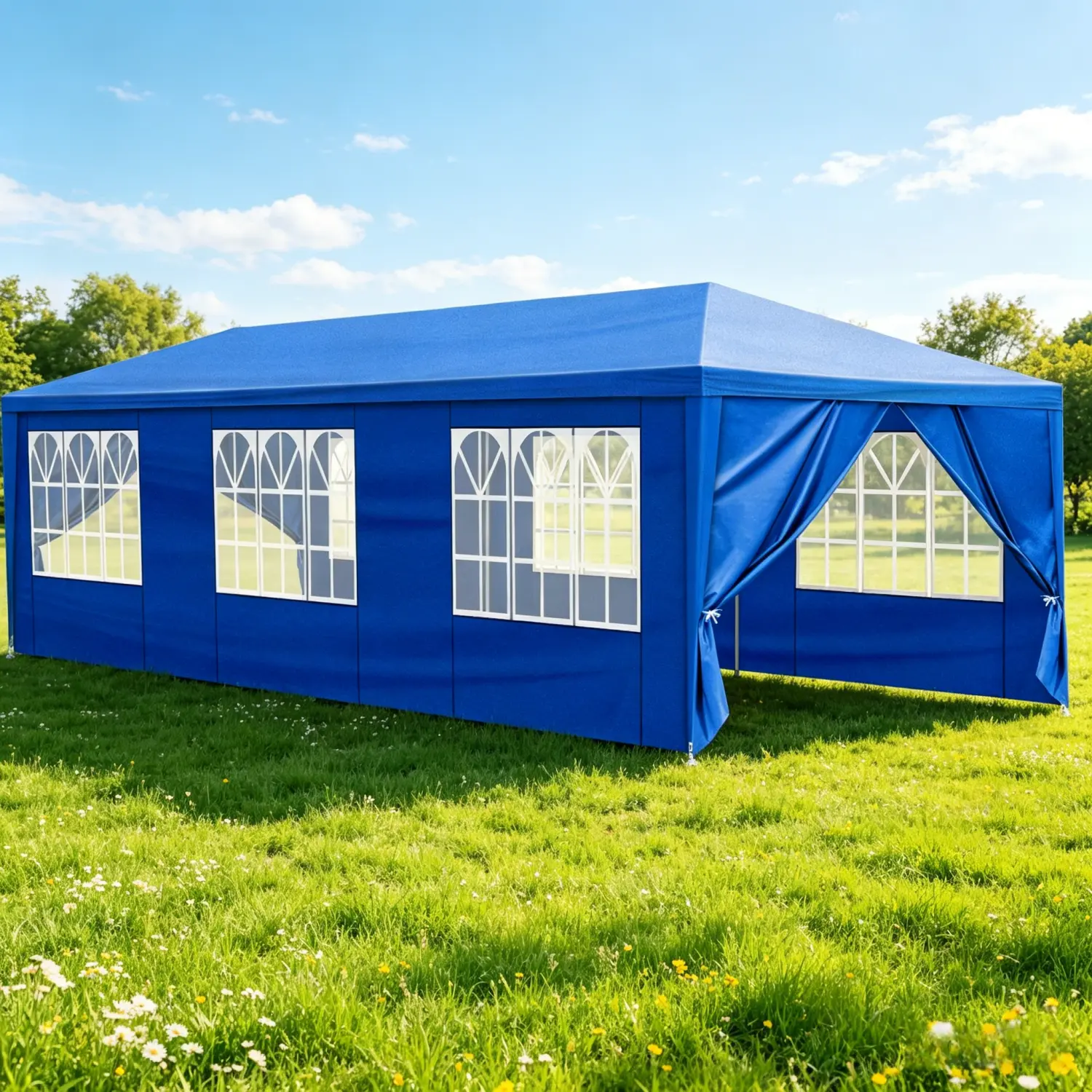 Stable Outdoor Rectangular Canopy Tent - 10x20/30ft Waterproof Patio Tent with Sidewalls, Base for Backyard Birthdays, BBQs, Outdoor Furniture Category, Graduations