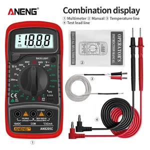 ANENG AN8205C Digital Multimeter, Multi-Function Electrical Measuring Tool with LCD Backlight, Measures AC/DC Voltage, DC Current, Resistance, Diode, Temperature, for Electricians, Father's Day Gift Option