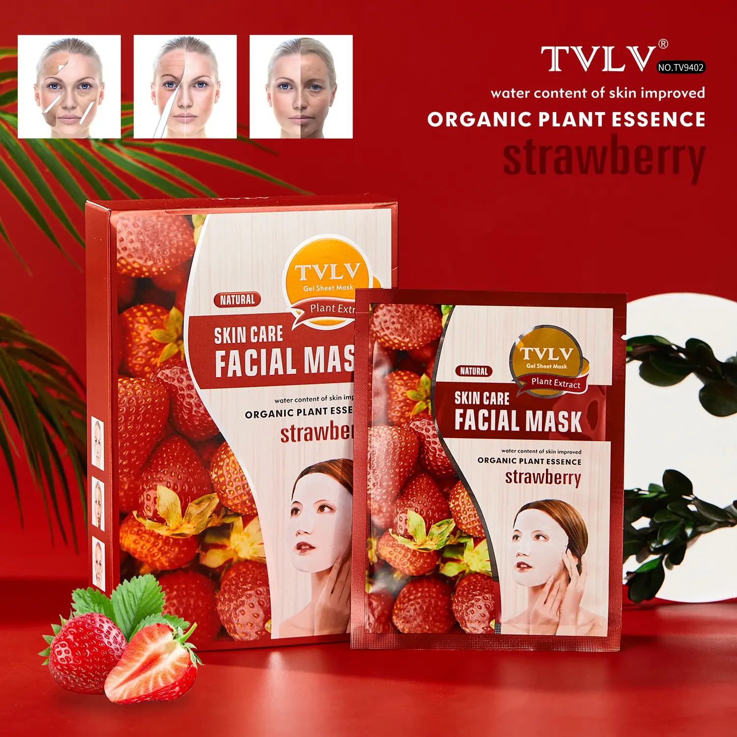 Coconut Milk Strawberry Face Mask Box Set, Brightening Skin Care Gift for Skincare Enthusiasts, Perfect Beauty Treatment Kit