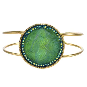 Mystic Siren Mermaid 35mm Cuff Bracelet (Goldtone/Mystic Blue Sphinx)