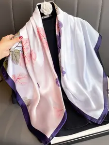 Women's Elegant Printed Scarf, Soft Multifunctional Square Shawl, Floral Pattern Shawl, Fashion Handkerchief for Hair & Clothing Accessories, Shawl Wrap
