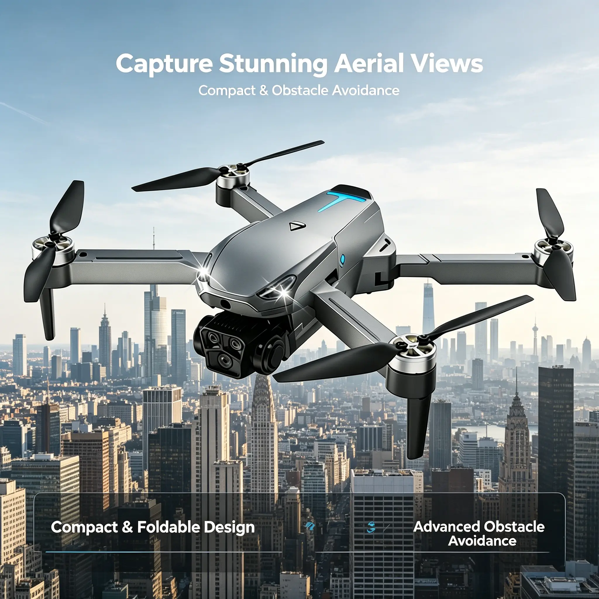 M8 Pro 2026 Foldable Drone, 4K UHD EIS Anti-Shake Camera, GPS, 5G WiFi FPV, Obstacle Avoidance, Auto Return, 360° Stunt Roll, 2 Batteries for Beginners Aerial Photography