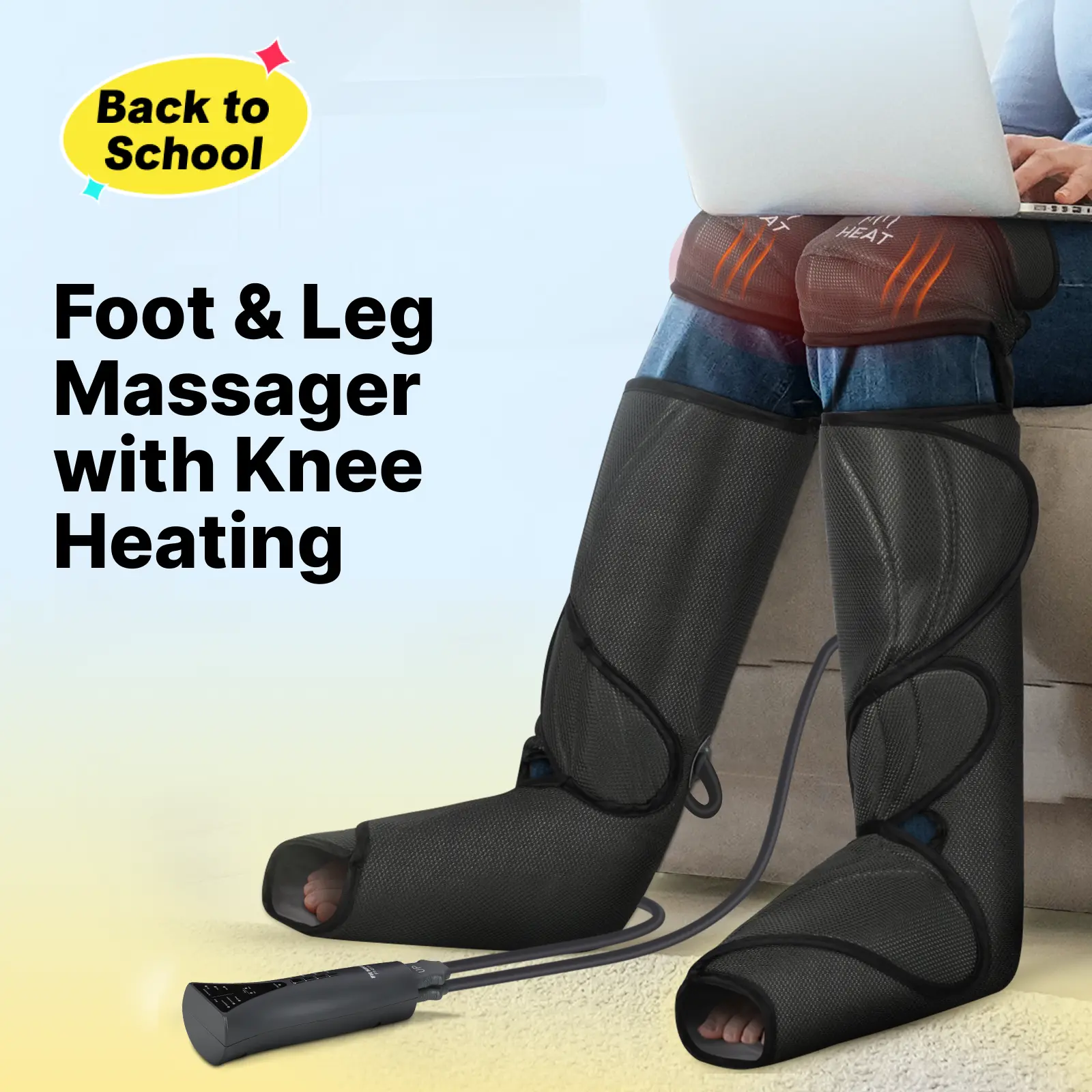 【FIT KING】Air Compression Leg Massager with Knee Heating for Enhanced Comfort - Includes Handheld Controller leg massager with knee relaxation Massaging Device for Relaxing Foot Spa Machine gift summerwins,dorm essentials tiktokshopbacktoschool