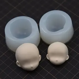 2pcs/set Ultra-Light Clay Doll Head Silicone Mold, Bjd Face Mold, Clay Mold for Crafting, High-Quality Silicone Material