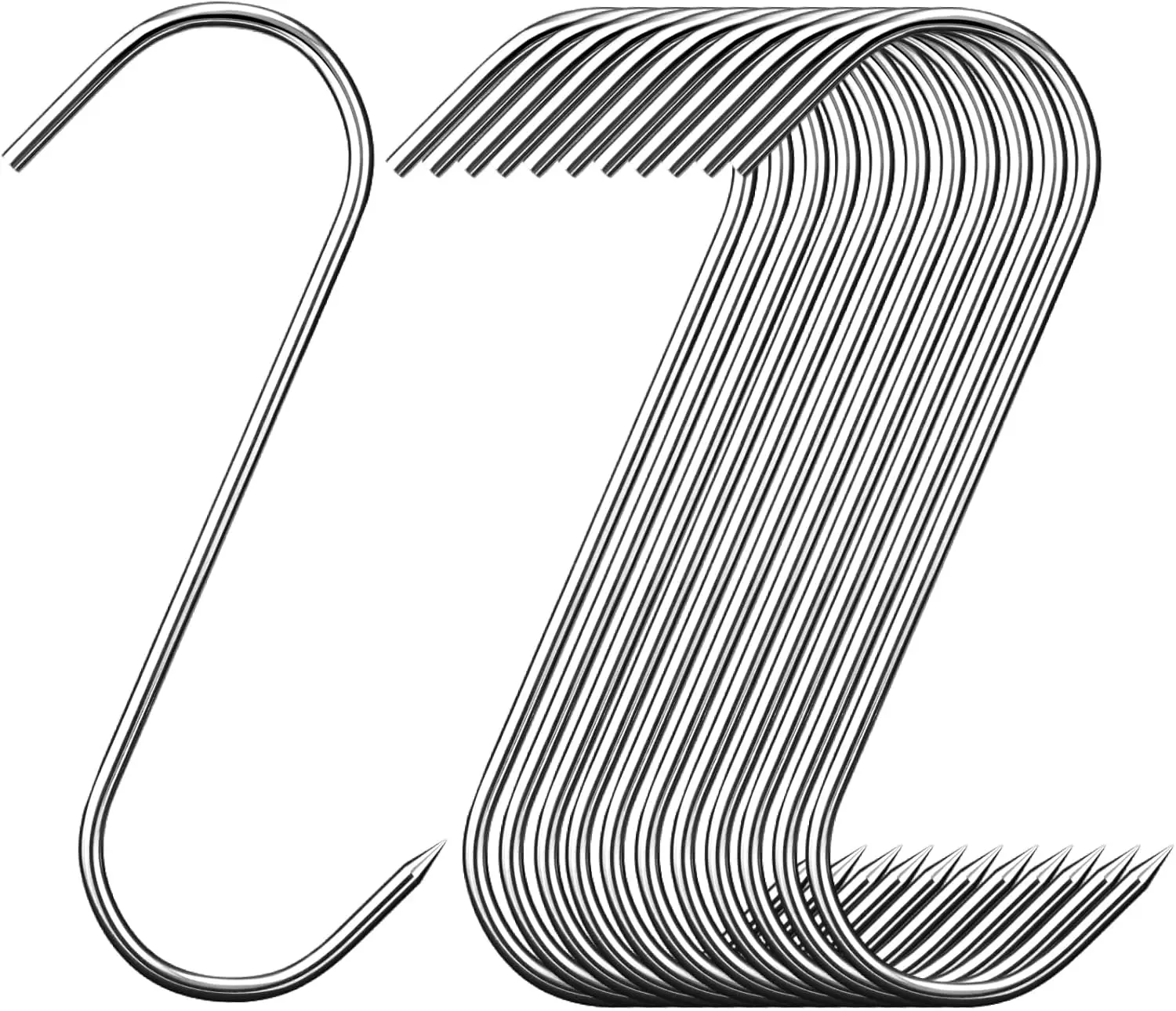20PCS Meat Hooks Stainless Steel Butcher Hook,Meat Processing for Hanging, Drying, BBQ, Grilling Sausage Chicken Beef Hook Tool