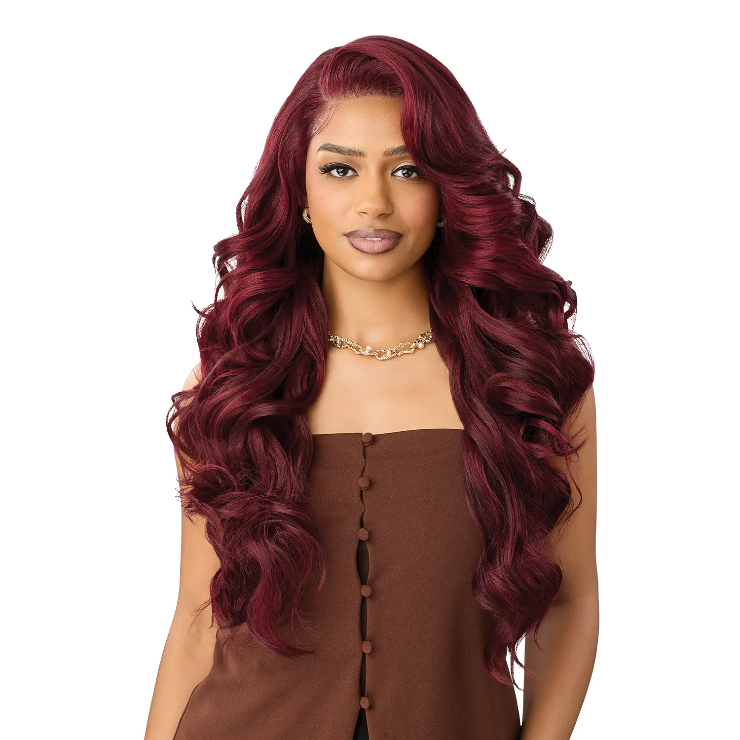 Outre Lace Frontal Wigs, 28-Inch Soft Body Wave Human Hair Blend, Nueblend 13x6 Fully Hand-Tied Glueless Frontal with Pre-Plucked Hairline, Glueless Wigs