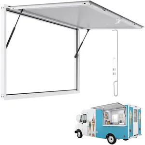 VEVOR Concession Window 60x36 in, Aluminum Alloy Frame Service Window for Food Truck, Up to 85 Degrees Stand Serving Window with Awning Door and Drag Hook, Rainwater Resistant for Concession Trailers
