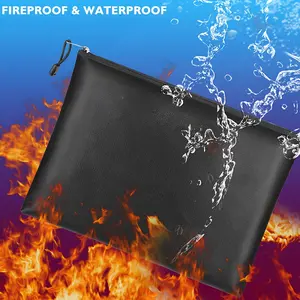 Fireproof Money Bag - 10.6"x6.7" & 5"x8" Small Fireproof Bags, Bank Deposit & Passport Safe Storage Envelope Travel Essentials Wallet Clutch Bag