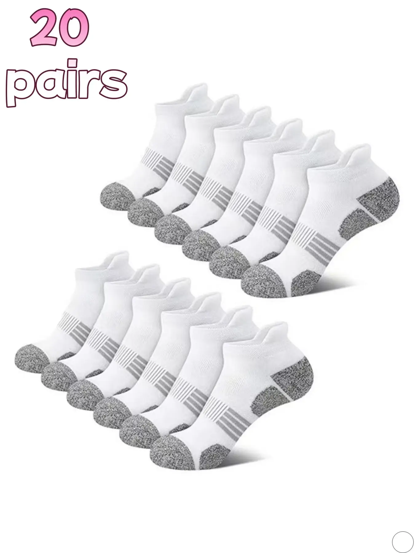 20 pairs of unisex athletic ankle socks, Striped, suitable for outdoor sports in spring and summer, comfortable, breathable, sweat-absorbing, odor-resistant, durable, versatile, Sweat absorbent socks