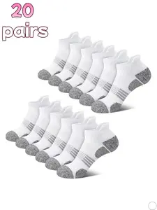 20 pairs of unisex athletic ankle socks, Striped, suitable for outdoor sports in spring and summer, comfortable, breathable, sweat-absorbing, odor-resistant, durable, versatile, Sweat absorbent socks