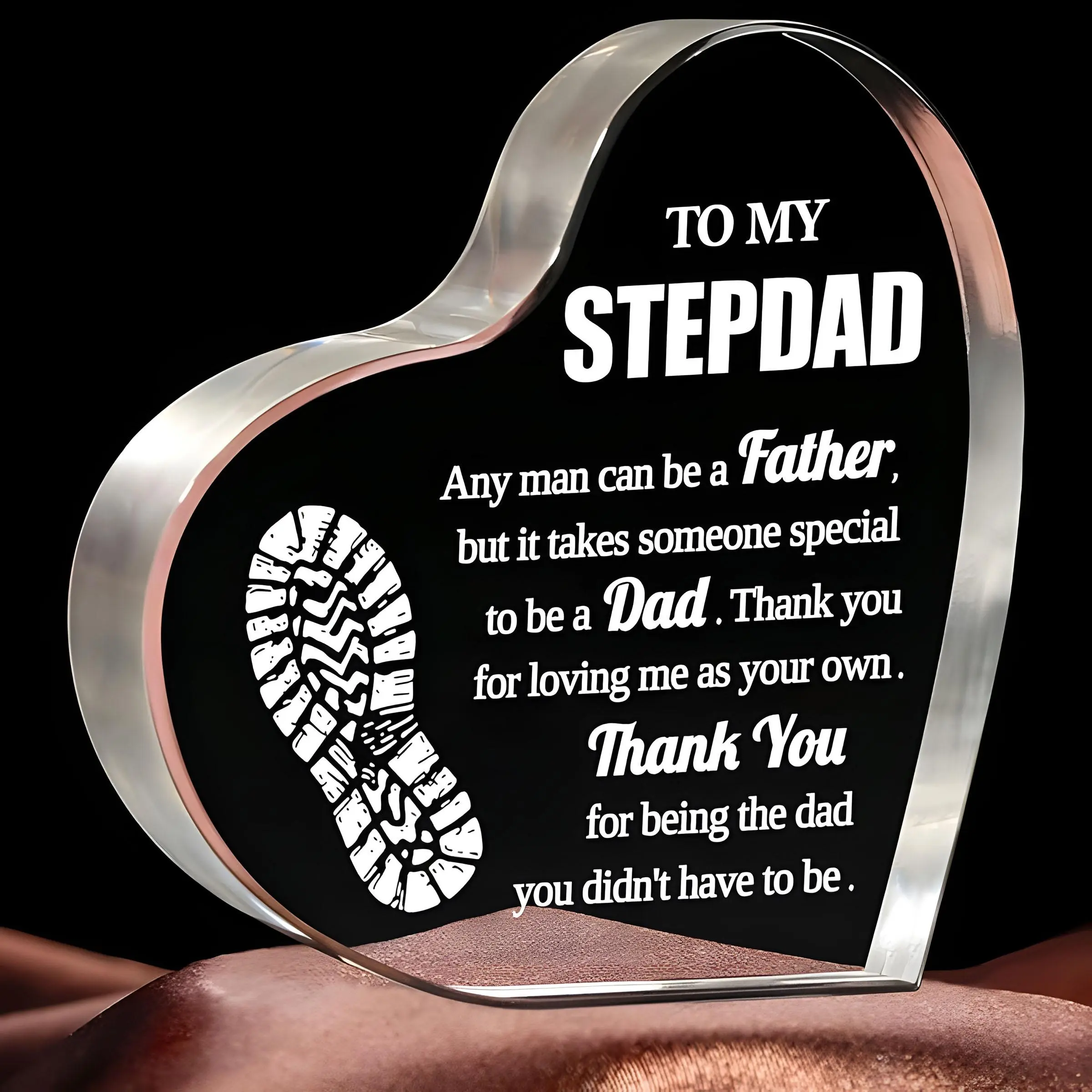 Acrylic Heart Shaped Stepdad Gift, Stepdad Birthday Gift, Stepdad Present, Fathers Day Gift for Stepdad, Home Decor, Gift for Stepdad, Signs, Heart Plaque, Acrylic Signage Plaque