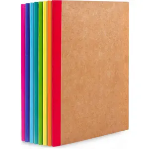 Feela 8 Pack Composition Notebooks Bulk, Kraft Cover Lined Blank College Ruled Composition Travel Journals with Rainbow Spines for Women Students Business, 60 Pages, 8.3”X 5.5”, A5, 8 Colors feela