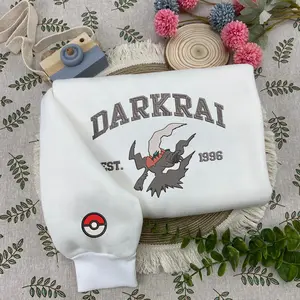 Darkrai Embroidered Sweatshirt, Pokemon Darkrai Embroidery Sweatshirt, Trendy Anime Manga Sweater, Cotton Unisex Crewneck Sweater For Men And Women, Gifts For Anime Lovers, Trending Sweatshirt