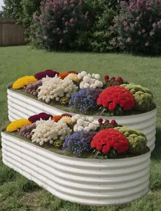 GARVEE 10x4x1.5ft 2-Pack Raised Garden Bed - Durable Galvanized Steel Outdoor Planter Box for Vegetables, Flowers & Herbs - Rust-Resistant, Easy Assembly Beige Raised Beds for Gardening