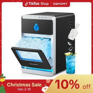 Euhomy Clear Crescent Ice Maker with handle 16pcs in 12min,sufficient daily production 28lbs,self-cleaning 20min per cycle.Perfect for home,kitchen,camping and parties.