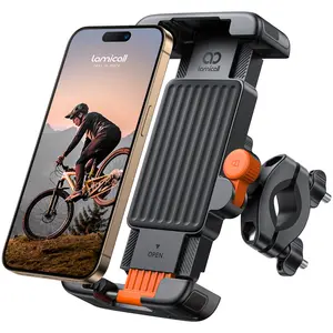 Lamicall Bike Motorcycle Phone Mount - [1s Quick Lock] Bike Cell Phone Holder Clip, Bicycle Scooter Handlebar Clamp, for iPhone Air, 17 16 15 Pro Max, Galaxy S25 S24 Ultra, More 6-7" Phones