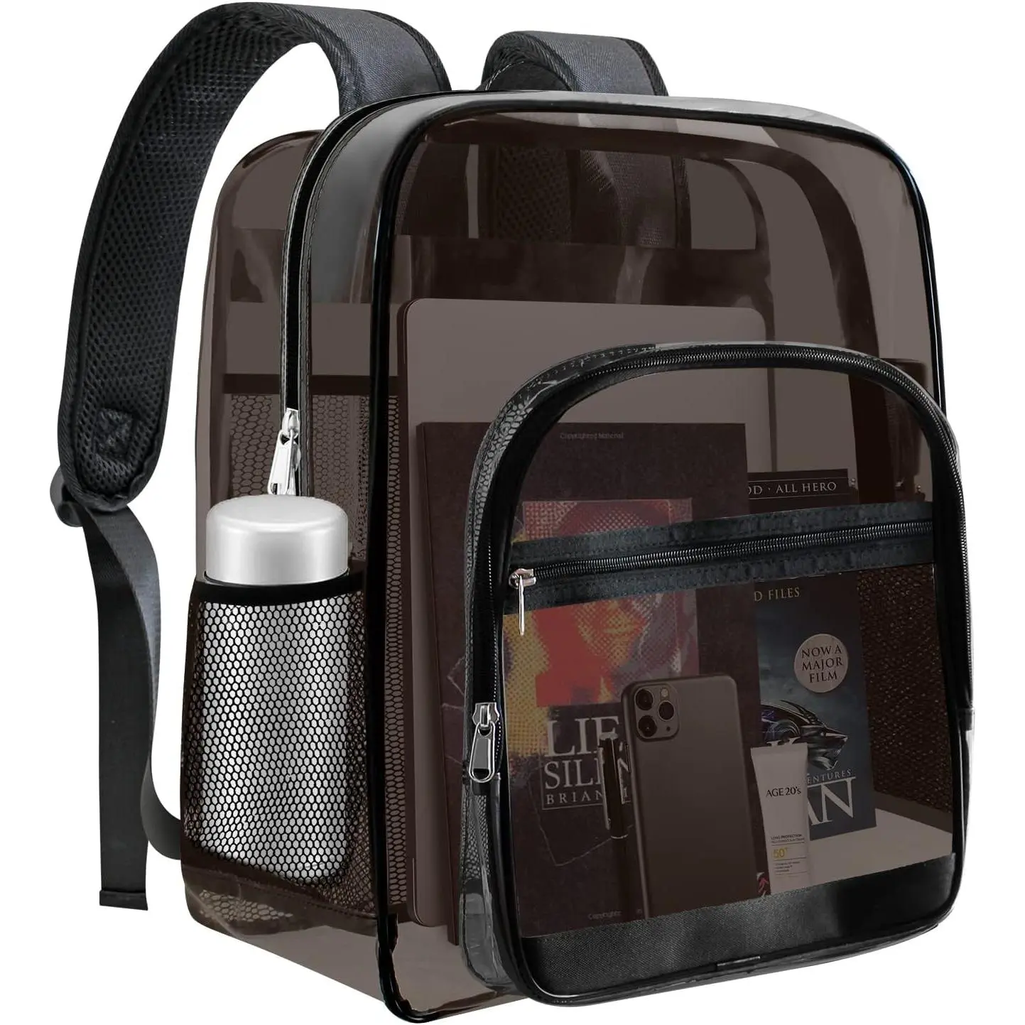 Clear Backpack, Clear Bookbag for School,  PVC Plastic Material, Reinforced  Straps Heavy Duty Transparent Backpack, See-Through Schoolbag for ,Stadiums,Work, Travel, College