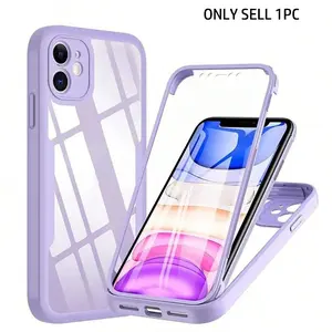 2 in 1 Full Body Protective Case with Front Screen Protector, Soft TPU Bumper + Hard PC Back Cover, Compatible with Apple 16/15/14/13/12/11 Pro Max/Plus, Accessories