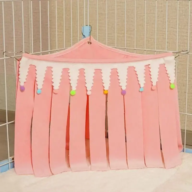 1pc Hamster Hideout Curtain, Small Pet Playground Rest Area, Habitat Decoration, Rabbit Guinea Pig Chinchilla Triangular Fringe Shelter, Hamster Cage Habitat, Guinea Pig Bed, Hamster Cage Accessories, Bunny Supplies