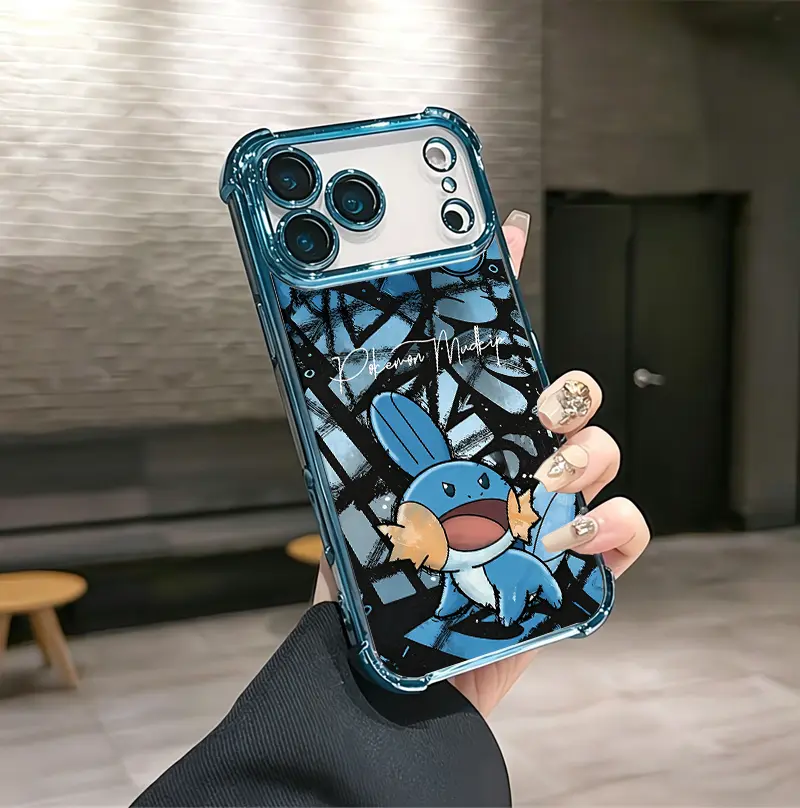 Blue Water Creature Graffiti Aesthetic Design Pattern Casing For iPhone 17 promax 16 15 14 13 12 Samsung 22 23 24 25 Plus Pro Max Ultra Soft Silicon TPU Shockproof Protector Vintage Unique Fashion Mobile Phone Case anti-drop protection