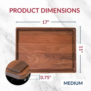 Walnut Wood Cutting Board 11x17 | Medium Reversible Carving Board with Deep Juice Groove for Brisket, Turkey & Meat Cutting | Premium Wooden Butcher Block Kitchen Prep Board | Sustainable American Walnut, Knife-Friendly & Handcrafted Made in USA