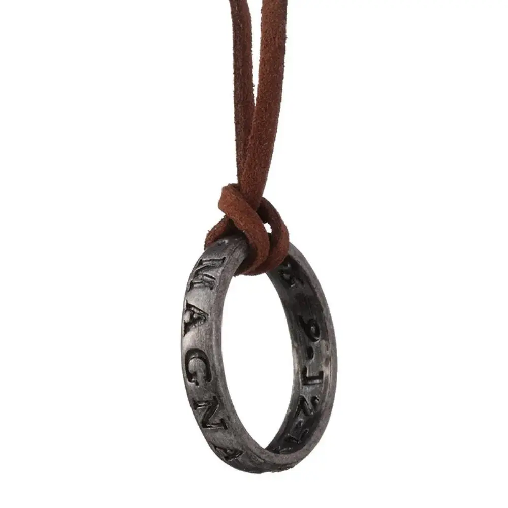 Uncharted 4 Nathan Drake Engraved Logo Ring Necklaces, Vintage Leather Code Pendant Collectibles, Male Movie Game Cosplay Jewelry Props, Cosplay Ring, Nathan Drake Cosplay Ring
