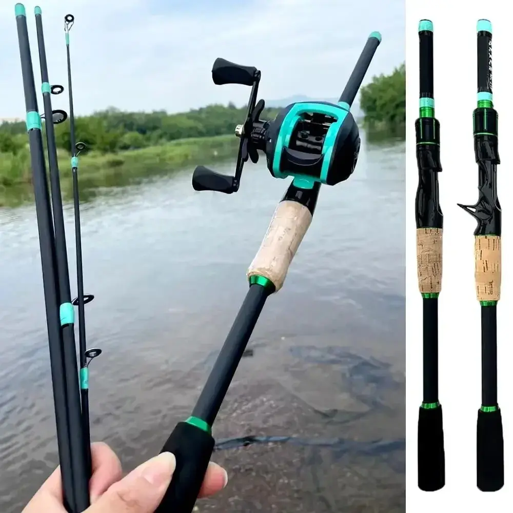 1.8m Portable Travel Lure Rod + Casting Reel Set, Ml Action, Right and Left Hand Reels, Ideal for Stream and Shore Fishing, Fishing Pole Combo