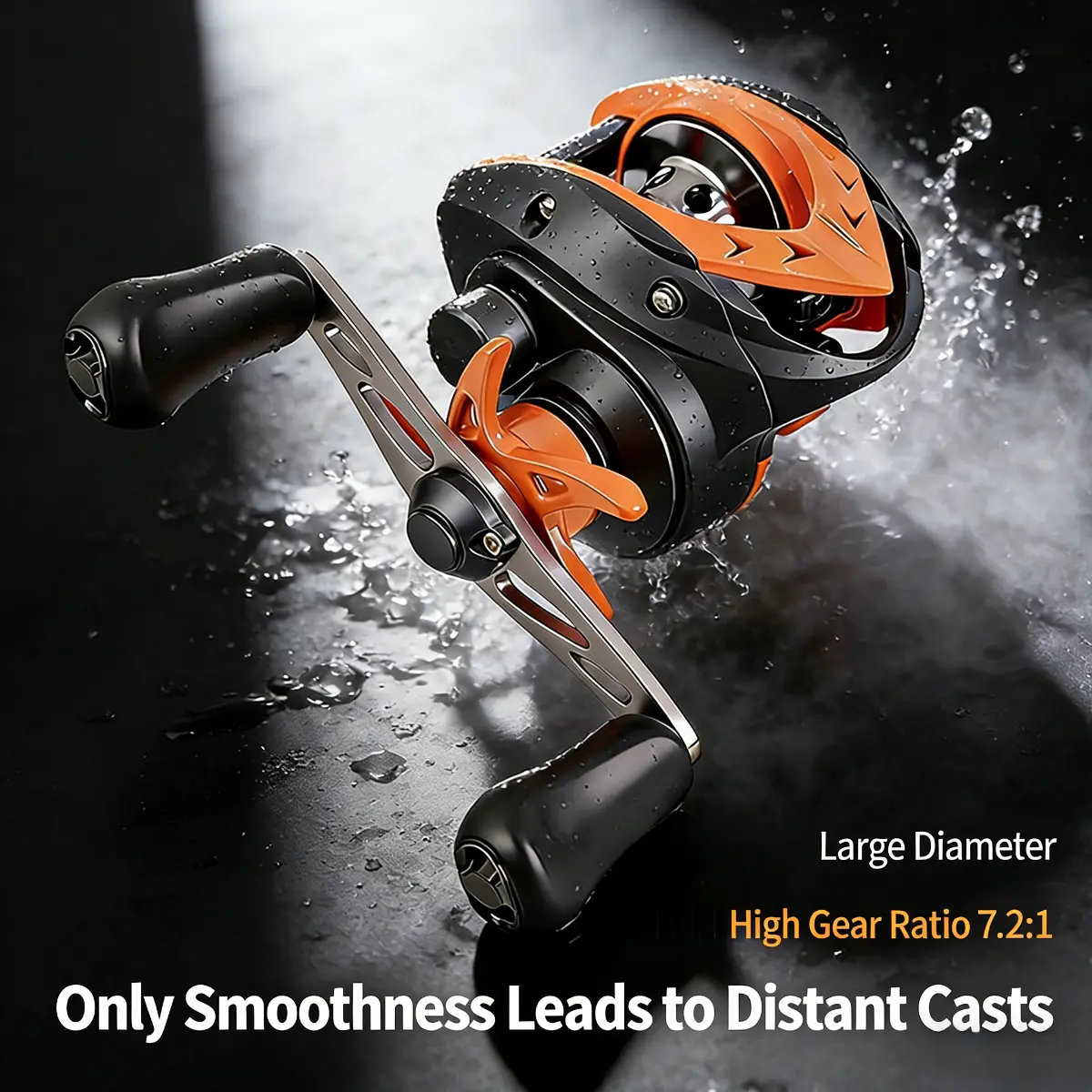 TRONMER Orange & Black Baitcasting Reel - Fishing Gear and Equipment with 7.2:1 Gear Ratio, 18+1 BB Bearings, 10KG Max Drag, Long Cast Reel for Freshwater & Saltwater, Reels