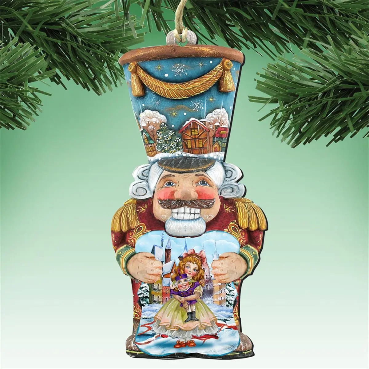 G.DeBrekht 8116430 Hand-Crafted Old World Wooden Nutcracker Christmas Ornament Set of 2, 4.5 x 5.5 inches Figure, Classic Decor, Festive Home Accent for Gift Giving, Nutcracker Christmas Decor, Classic Christmas Decor