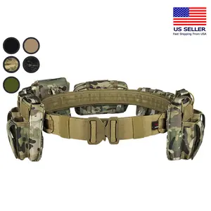 Tactical Belt Outdoor Patrol Multifunctional 5-Piece Nylon Removable Adjustable Tactical Belt with Quick Release Buckle and MOLLE Webbing for Equipping Pouches and Accessories