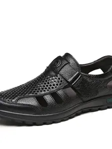 Summer New Genuine Leather First Layer Cowhide Hollow Out Sandals Shoes, Stylish and Comfortable Footwear for Women