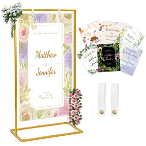Heavy-duty Metal Adjustable Height Wedding Arch Stand, 50-68 Inches Tall, with Artificial Leather Straps—for Wedding Arches, Party Decorations, Event Display Stands, Poster Stands, Suitable for Both Indoor and Outdoor Use—sturdy and Portable Frame